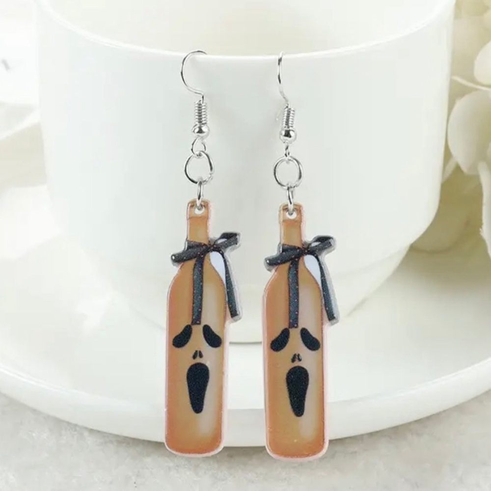 Sippin' Spirits: Quirky Halloween Wine Bottle Dangle Earrings! Nwt